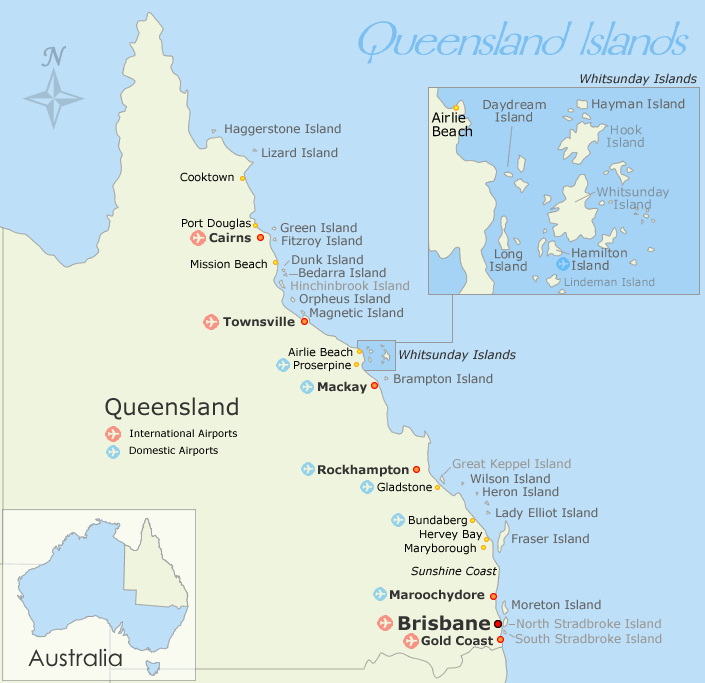 Map Of Queensland Coast And Islands